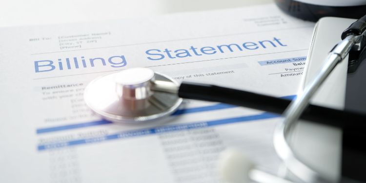 Billing statement paper with stethoscope