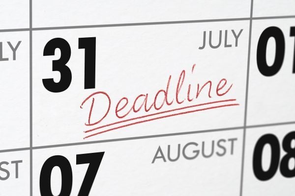 PCORI Fee July 31 deadline on calendar